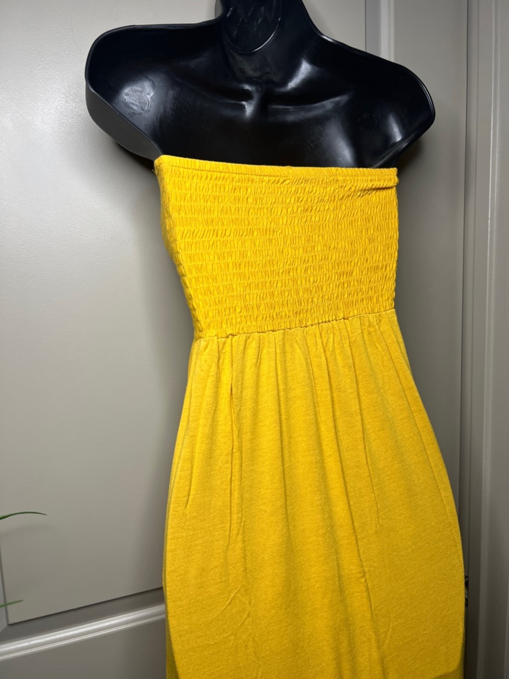Sunshine Yellow Strapless Smocked Maxi Dress - Picture 6 of 7